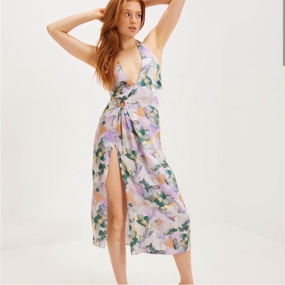 NWT For Love and Lemons Megan Halter Watercolor Midi Dress